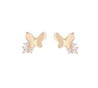 Boucles d'Oreilles Papillons - Or Jaune et Zirconiums - Femme ou Enfant