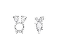 Boucles d'Oreilles Pâques lapin carotte d'oreilles lapin carotte mignon Animal bijoux pour femmes filles enfants cadeaux (Silver, One Size)