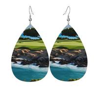 Boucles D'Oreilles Parcours De Golf De Hawaii Beach Pendantes En Cuir Décorations Rétro Larme Balancent Boucles D'Oreilles, Pour Wedding, Birthday, Valentine'S Day