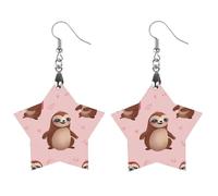 Boucles d'oreilles paresseuses en bois rose pour femme, bijoux vintage élégants en bois, boucles d'oreilles légères pour mariage, fête, cadeau de bijoux au quotidien, Star, Bois, Bois.