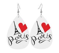 Boucles D'Oreilles Paris Eiffel Tower With Red Heart Boucles D'Oreilles Percée Décoration Boucles D'Oreilles Pendantes En Cuir Vintage Boucles D'Oreilles Pendantes Pour Cadeau Bijoux Fête