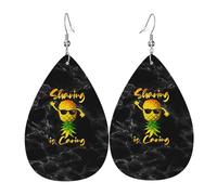 Boucles D'Oreilles Partager, C'Est Aimer. Ananas À L'Envers. Faux Cuir Goutte Confortables Décorations Larme Balancent Boucles D'Oreilles, Pour Birthday, Valentine'S Day, Ouple