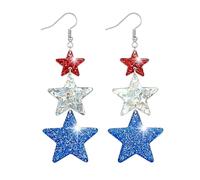 Boucles d'oreilles patriotiques sur le thème du drapeau des Américains patriotiques - Bijoux pour fête de l'indépendance - Accessoires pour amis et membres de la famille - Boucles d'oreilles