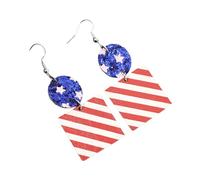 Boucles d'oreilles patriotiques vintage avec impression de couches et drapeaux américains à paillettes pour fête de l'indépendance, bijoux patriotiques, taille unique, Comme décrit, Comme décrit.