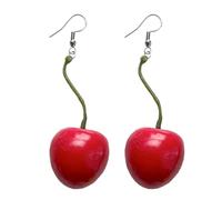 Boucles d'oreilles pendantes 3D en forme de cerises rouges en plastique pour femmes et filles