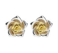 Boucles d'oreilles pendantes à cinq pétales de rose en argent S925 séparées pour femme - Boucles d'oreilles à tige en forme de fleur - Style ancien (argent rose 925)