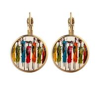 Boucles d'oreilles pendantes à clip Art Africain Noir Or