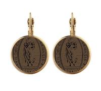 Boucles d'oreilles pendantes à clip en or noir et blanc avec inscription « Holy Baby »