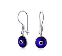 Boucles D'Oreilles Pendantes À Levier Avec Œil De Nazar Bleu Marine Pour Protection Spirituelle Pour Femmes Et Adolescentes En Verre De Murano En Argent Sterling .925 Fabriquées En Turquie
