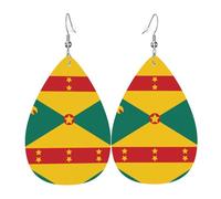 Boucles d'oreilles pendantes à motif drapeau de la Grenade - Boucles d'oreilles pendantes légères parfaites pour cadeaux de Noël ou de Saint-Valentin