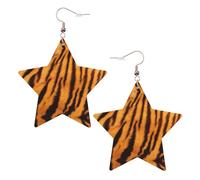 Boucles d'oreilles pendantes à motif tigre rayé pour femme, boucles d'oreilles pendantes en forme d'étoile étincelante, bijoux tendance pour soirée, One Size, Cuir