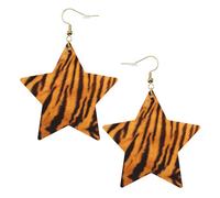 Boucles d'oreilles pendantes à motif tigre rayé pour femme, boucles d'oreilles pendantes en forme d'étoile étincelante, bijoux tendance pour soirée, One Size, Cuir