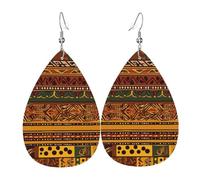 Boucles d'oreilles pendantes à motifs nationaux africains pour femme, boucles d'oreilles en cuir en forme de larme, boucles d'oreilles pendantes double face, accessoires d'oreilles légers, bijoux