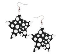 Boucles d'oreilles pendantes à pois noirs et blancs pour femme, boucles d'oreilles pendantes en forme d'étoile étincelante, bijoux tendance pour soirée, One Size, Cuir