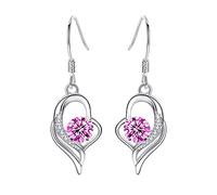Boucles d'oreilles pendantes à pompons pour femme - Boucles d'oreilles en forme de cœur - Boucles d'oreilles longues pour femme - Pendentif tendance - Boucles d'oreilles éternelles pour femme, taille