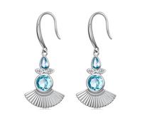 Boucles d'oreilles pendantes aigue-marine en argent sterling 925 avec pierre de naissance du mois de mars, aigue-marine bleue, bijoux d'anniversaire, cadeaux de Noël pour femme, maman, elle, Argent