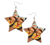 Boucles d'oreilles pendantes amusantes en cuir avec motif d'étoiles - Élégantes et légères - Pour femmes et filles - Taille unique - Cuir - Sans pierre précieuse