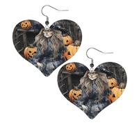 Boucles d'oreilles pendantes amusantes en cuir de sorcière pour femme - Légères en forme de cœur - Bijoux tendance - Cadeau de Saint-Valentin ou d'anniversaire