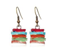 Boucles d'oreilles pendantes amusantes et classiques en 3D colorées pour femmes, étudiants, bibliothécaires, enseignants, début à l'école, remise de diplôme, amoureux de livres, fête d'anniversaire