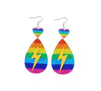 Boucles d'oreilles pendantes arc-en-ciel LGBT Pride Month pour homosexuel, lesbienne, bisexuel, léger, en acrylique, cœur d'amour Flash LGBTQ, accessoires de bijoux pour femmes et hommes