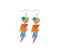 Boucles d'oreilles pendantes arc-en-ciel LGBT Pride pour homosexuel, lesbienne, bisexuel, léger, acrylique, cœur, amour flash, boucles d'oreilles LGBTQ, accessoires de bijoux pour femmes et hommes