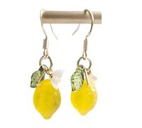 Boucles d'oreilles pendantes artisanales en résine avec motif citron, bijoux de vocation, cadeaux de décoration pour femme, tenue décontractée, boucles d'oreilles en résine inspirées de la nature