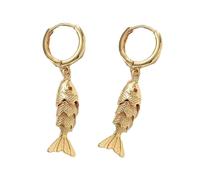 Boucles d'oreilles pendantes artistiques en forme de poisson conçues pour les femmes qui apprécient les accents marins et veulent de la personnalité