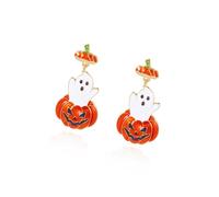 Boucles d'oreilles pendantes asymétriques festives en forme de citrouille - Accessoire de vacances confortable - Parfait pour les rassemblements d'Halloween - Petites boucles d'oreilles de fête, One
