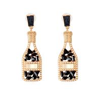 Boucles d'oreilles pendantes asymétriques personnalisées et créatives en raphia, petites, fines et polyvalentes.