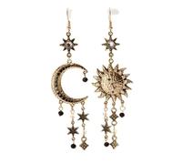 Boucles d'oreilles pendantes asymétriques rétro mythe étoile et lune