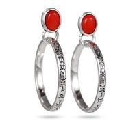 Boucles d'oreilles pendantes attrayantes en forme de cercle pour femme - Accessoires vintage gracieux - Argent vieilli - Bijoux de fête élégants