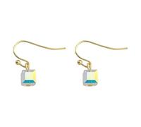 Boucles d'oreilles pendantes Aurora Cube en cristal pour femme - Bijoux étincelants en or | Boucles d'oreilles délicates au quotidien