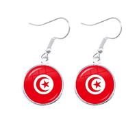 Boucles d'oreilles pendantes avec cabochon en verre de 16 mm pour femme Palestine, Thaïlande, Chypre, Égypte, Colombie, Tunisie, Autriche, Islande, Cambodge
