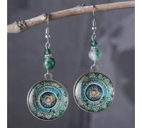 Boucles d'oreilles pendantes avec fleur mandala vintage, bijoux de style bohème - symbolisant la paix et la bonne fortune, convient pour un port quotidien et pour les fêtes, un cadeau idéal pour les f