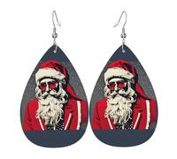 Boucles d'oreilles pendantes avec imprimé Père Noël mignon pour femme - Bijoux en forme de larme, accessoire de déclaration de mode pour les fêtes costumées, taille unique, Cuir