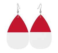 Boucles d'oreilles pendantes avec motif drapeau de Monaco - Pour femme - Cadeau tendance - Pour les vacances décontractées