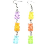 Boucles d'oreilles pendantes avec ourson caoutchouteux créatif coloré ours de bonbons avec pendentifs longs (mu