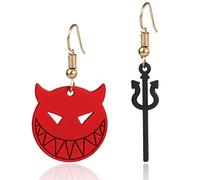Boucles d'oreilles pendantes avec pendentif diable d'Halloween, 1 paire de boucles d'oreilles décoratives, alliage + silicone, ce n'est pas une pierre précieuse