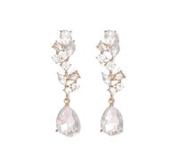 Boucles d'oreilles pendantes avec strass en forme de larme pour femme - Pour bal de fin d'année, concours de beauté, strass