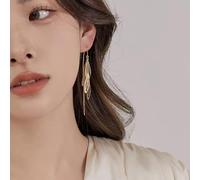 Boucles d'oreilles pendantes avec strass pour femme - Longues boucles d'oreilles pendantes en cristal brillant - Pour fête de mariage, bal de fin d'année, bijoux cadeaux