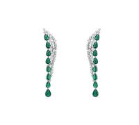 Boucles d'oreilles pendantes Baronne en argent émeraude