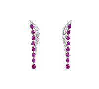 Boucles d'oreilles pendantes Baronne en argent rubis
