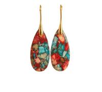 Boucles d'oreilles pendantes bleues for femmes avec pendentif pierre empereur - Design élégant en forme de goutte(GoldenHook)