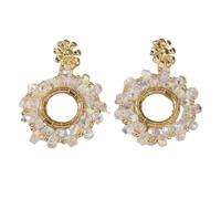 Boucles D'Oreilles Pendantes Bohèmes En Perles Blanches pour Femmes, Grandes Boucles D'Oreilles Bohèmes Chics Faites À La Main, Idéales pour Les Vacances et Les Festivals.