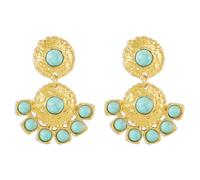 Boucles d'Oreilles Pendantes Bohèmes Turquoise Pour Femmes Et Filles Vintage Pierre De Naissance Bleue Y2K Boucles d'Oreilles Occidentales Bijoux Ethniques Cadeaux d'Anniversaire De Noël (Doré)