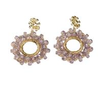 Boucles D'Oreilles Pendantes Bohèmes Violettes Claires pour Femmes, Grandes Boucles D'Oreilles Bohèmes Chics En Perles Faites À La Main pour Les Vacances et Les Festivals.