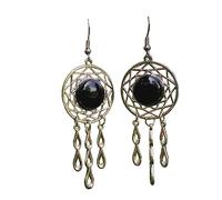 Boucles d'oreilles Pendantes, Boho Dreamcatcher Pendentif Dangle Hook Boucles d'oreilles Obsidienne Drop Healing Boucles d'oreilles Reiki Balance Cristal Boucles d'oreilles Pierres Précieuses Yoga