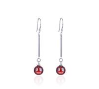 Boucles D'Oreilles Pendantes, Boucle D Oreille Pendantes Argenté Argent Sterling S925 Grenat Balle 82.3X5mm pour Femme Saint Valentin Bijoux
