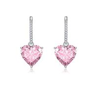 Boucles D'Oreilles Pendantes, Boucle D'Oreille Pendante Boheme Rose Zircone Cubique Style Simple Amour à Trois Griffes 25X10.5mm pour Femme