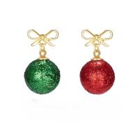 Boucles D'Oreilles Pendantes Boucles d'oreilles à nœud papillon creux à paillettes, sphère de noël européenne | Clous asymétriques | Accessoires de vacances festifs (B, 3 7X1 8CM)